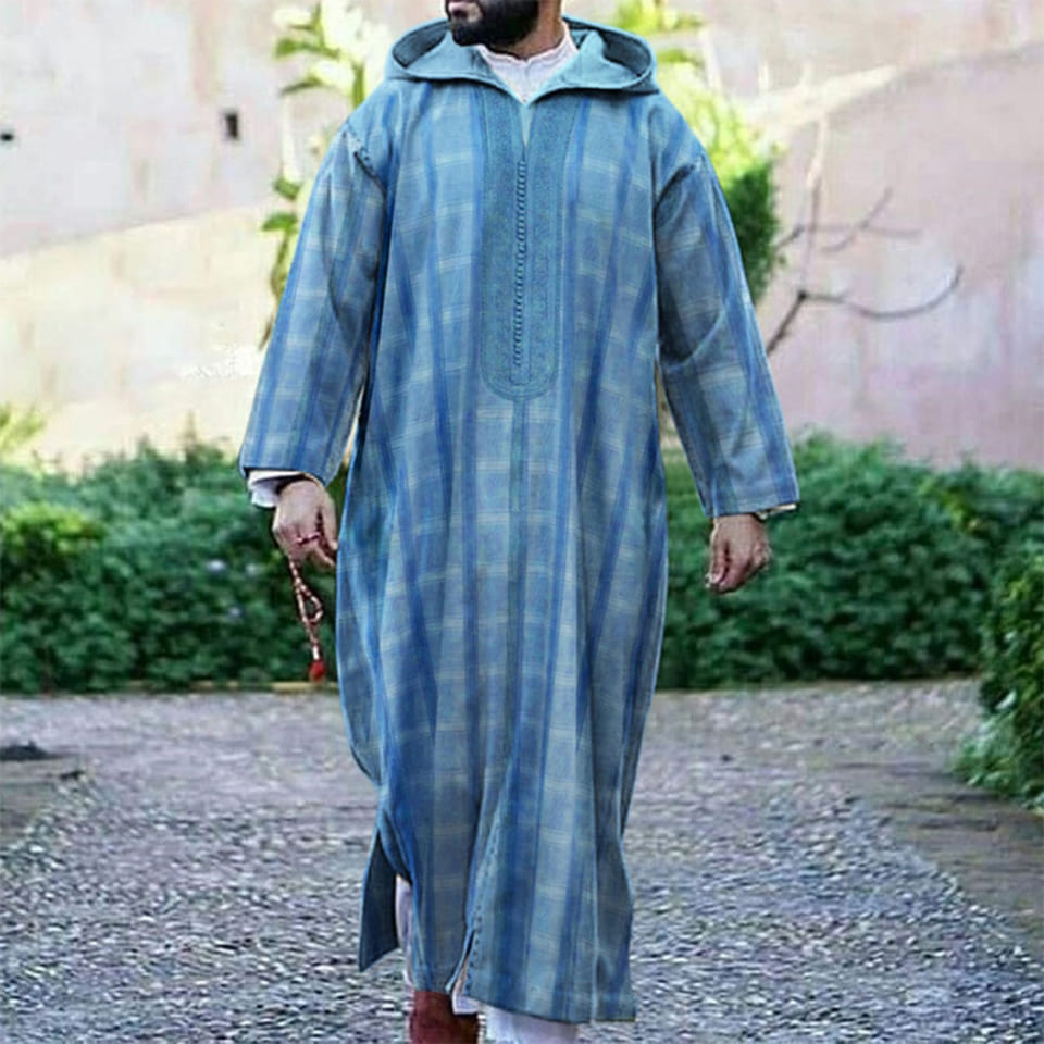 Traditionnelle Djellaba Djellaba Capuche Homme Djellaba Bleu Roi