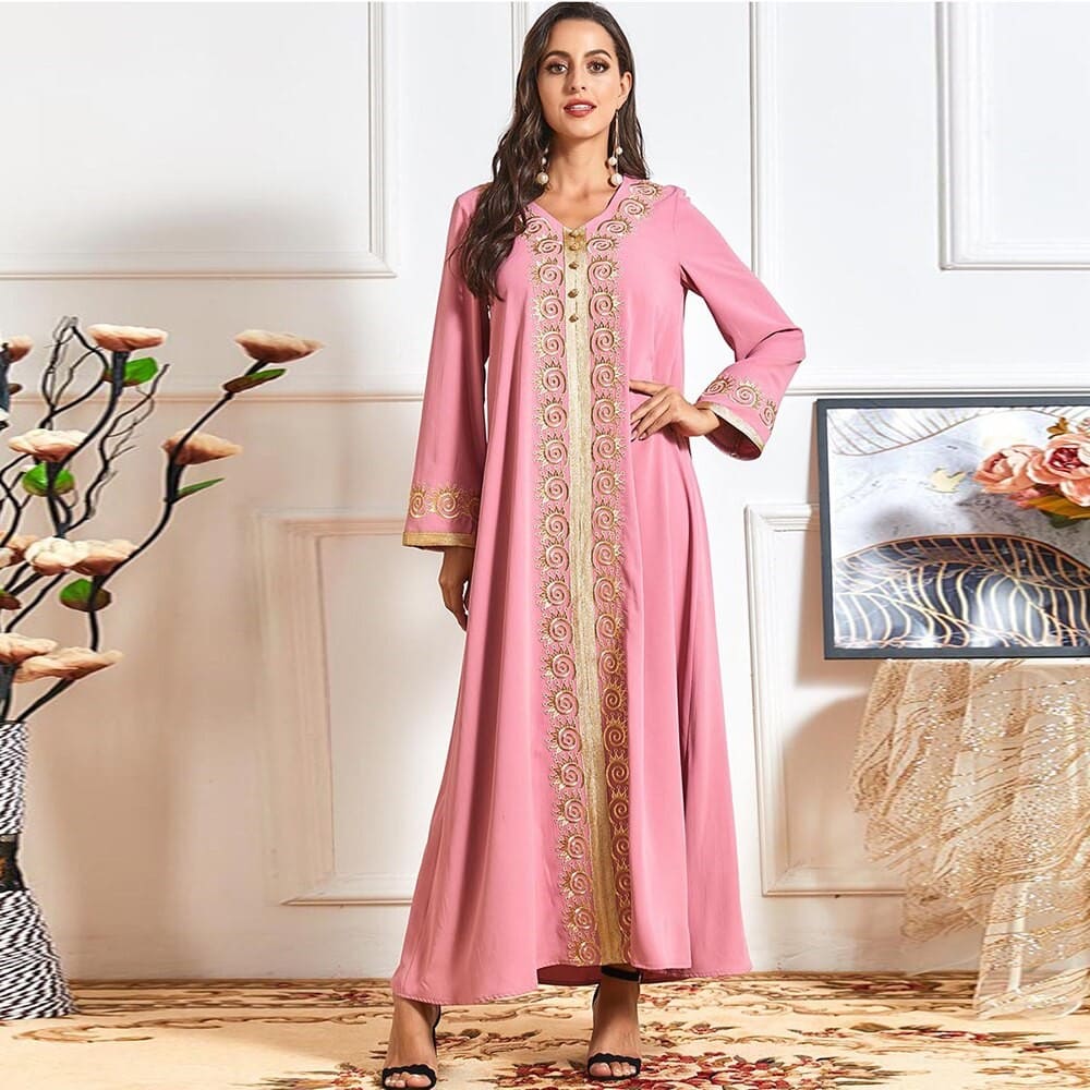 Dress Djellaba Femme Rose Caftan Dubai Robe Dubai Robe